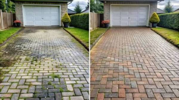 Pressure washing a driveway in Chickasha, Oklahoma
