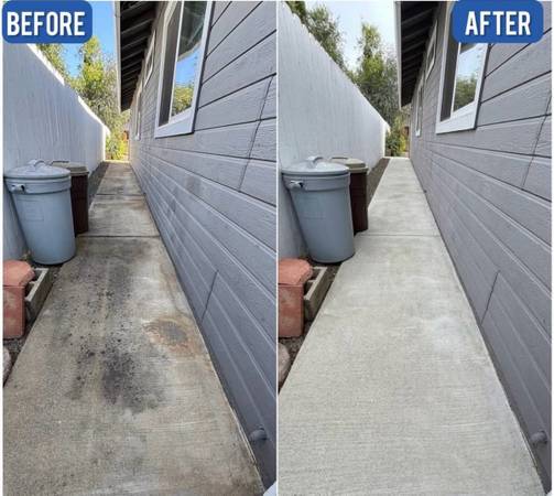 Pressure washing a driveway and house exterior in Chickasha, Oklahoma